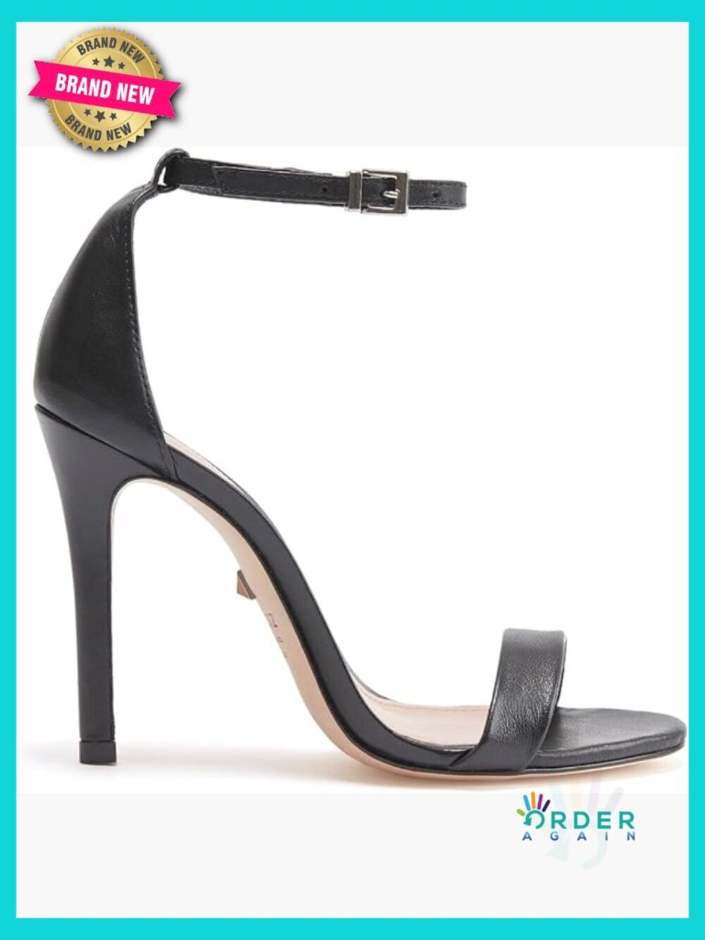 Stiletto Heel Dress Sandal with Ankle Strap Leather Open Toe - True to Size